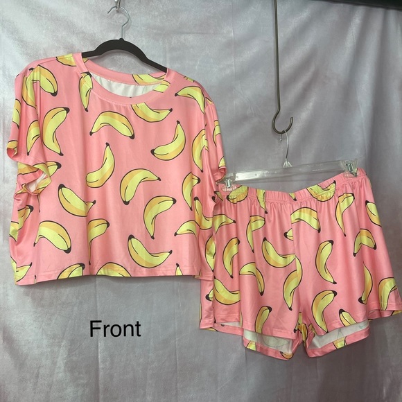 SHEIN Banana Print PJ Set NWOT in Original Bag Size 3X - Picture 2 of 12